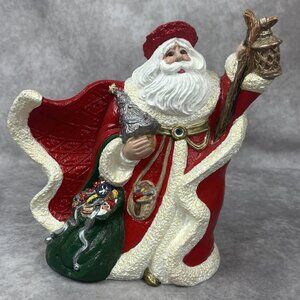 Christmas Gare Mold Old World Santa Claus Lantern Ceramic Bisque VTG